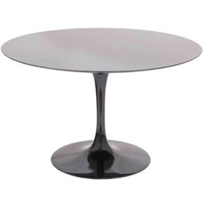 Mesa De Jantar Tulipa Saarinen Redonda 140 Cm Tampo Laqueado Cores Preto