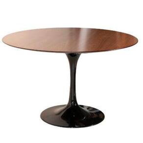 Mesa De Jantar Tulipa Saarinen Redonda 120 Cm Tampo Imbuia Base Preta