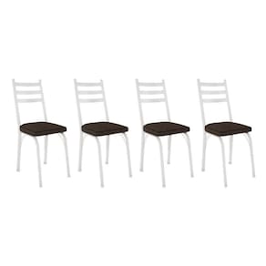 Kit 4 Cadeiras De Cozinha Luisiana Estampado Imbuia Pés De Ferro Branco