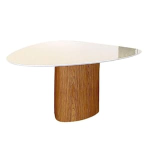 Mesa De Jantar Cone Orgânica Redonda 120x123 Cm Base Freijó Com Tampo Laqueado