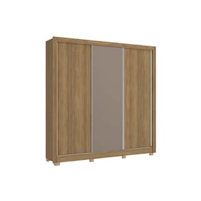 Guarda Roupa Casal 3 Portas de Correr e 2 Gavetas c/ Pés CB03M570 Nogueira/Fendi - Kappesberg