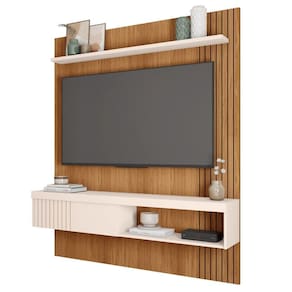 Painel Para Tv 65 Pol Com Bancada Suspensa 150cm Jade Freijó Off White Caemmun