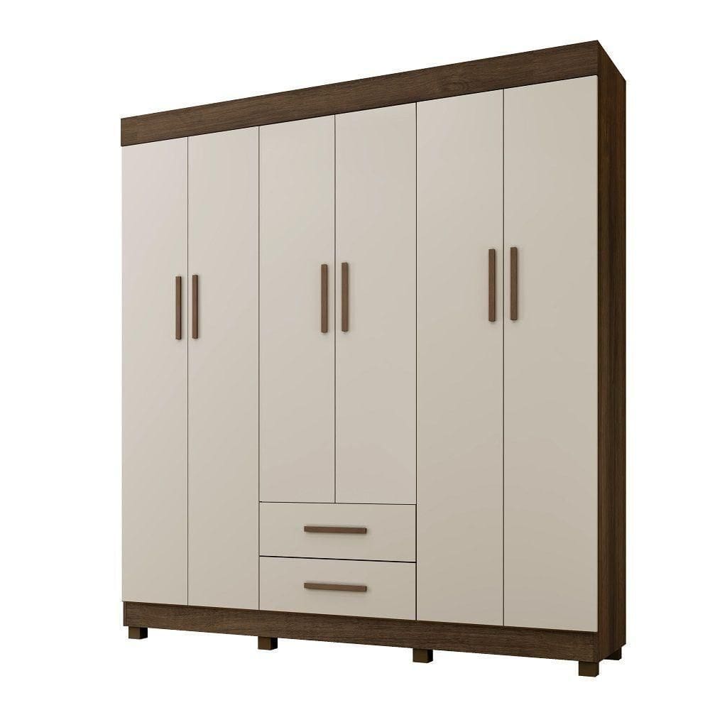 Roupeiro Copacabana New 6 Portas 2 Gavetas Benetil Imbuia/off White