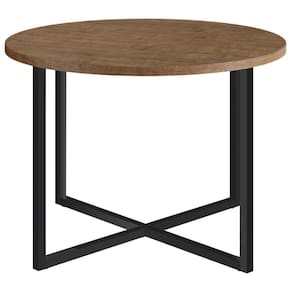 Mesa De Centro Redonda Artesano 50 Cm (largura) Em Mdp Bp Estrutura Preta Metálica Em Aço Vermont
