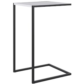 Mesa Lateral Retangular Artesano 64 Cm (altura) Em Mdp Branco Estrutura Metálica Em Aço Preta