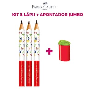 Kit 03 Lápis Jumbo Triangular BIG Infantil Nº 2 HB + Apontador Jumbo Faber Castell