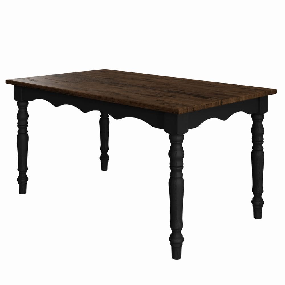 Mesa de Madeira Maciça com Pés Torneados Preta