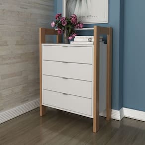 Cômoda com 4 Gavetas 65x90cm Branco/ Amendoa Tecno Mobili