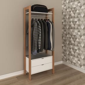 Guarda-Roupa para Closet Aberto com 2 Gavetas 65x165cm Branco Tecno Mobili