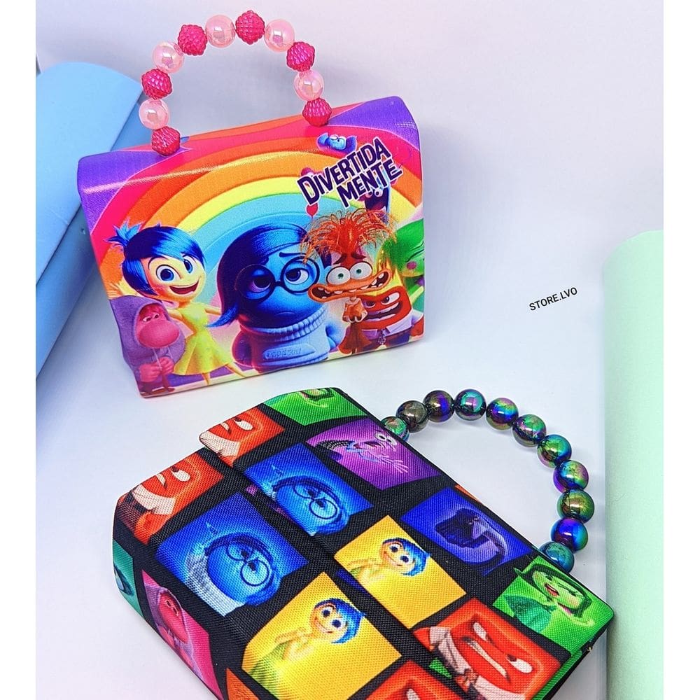 Bolsa Mini Bag Divertidamente 2 filme Alça Pérola Transversal Corrente Menina Personagem Divertida Mente Blogueirinha