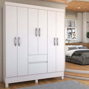 Guarda-Roupa Casal Senna 6 Portas 2 Gavetas Branco - Panorama Móveis
