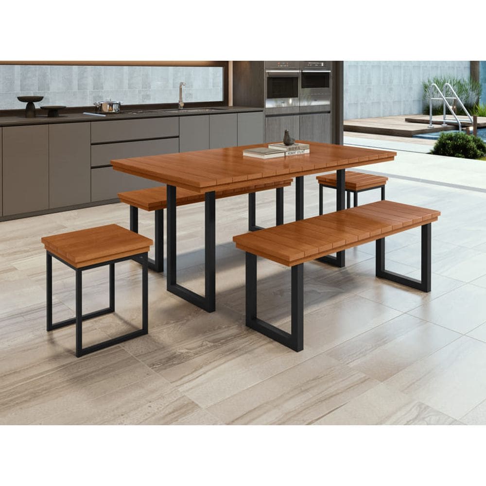 Conjunto para Área Gourmet 8 Lugares 2,0x0,90m - Capri - Paonanda Decor