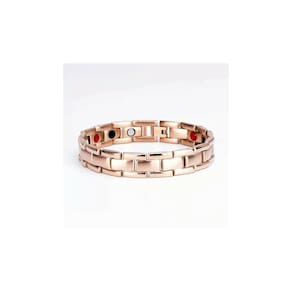Pulseira de terapia magnética em ouro rosa e titânio para homens