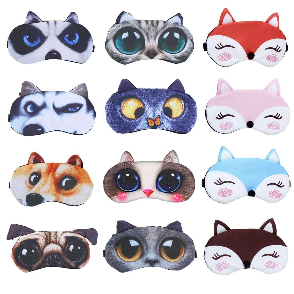 Máscara para dormir para olhos eBaokuUp Animal Soft Funny Blindfolds x12