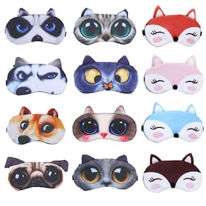 Máscara para dormir para olhos eBaokuUp Animal Soft Funny Blindfolds x12