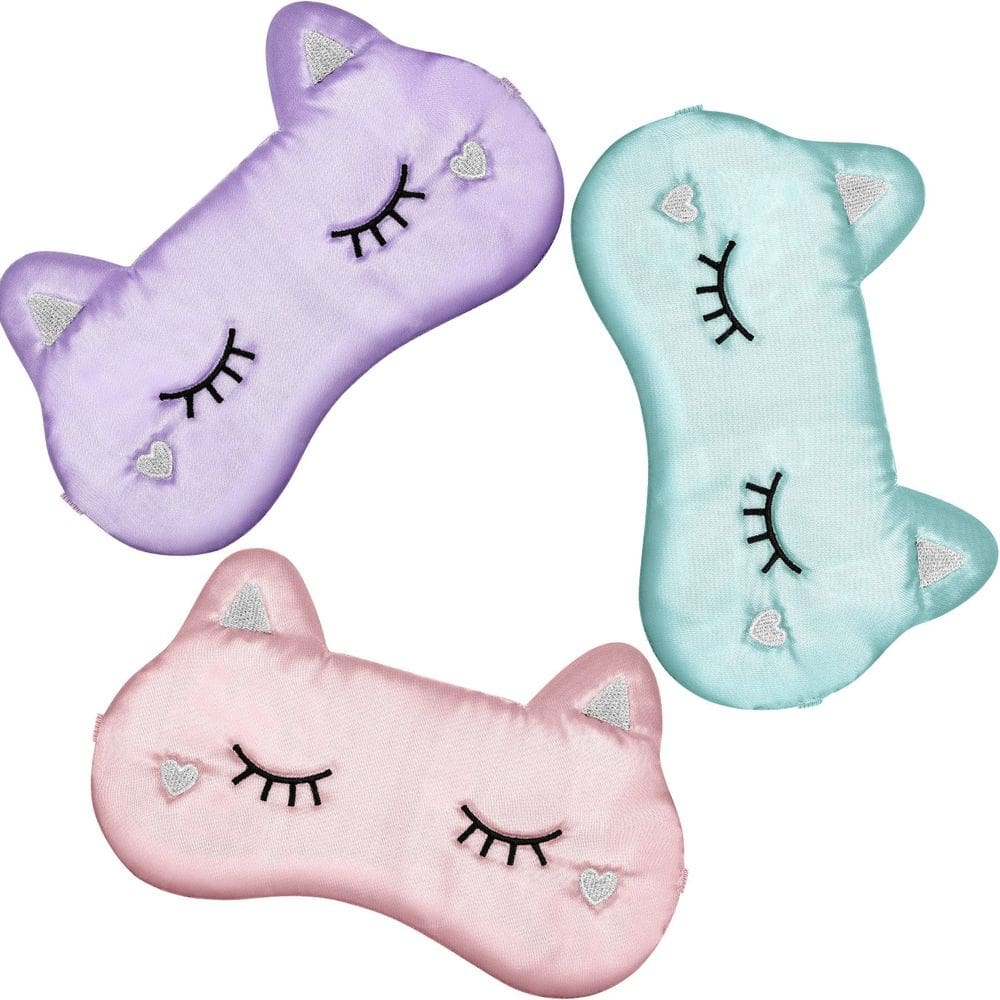 Máscara para dormir para olhos Haysandy Cute Cartoon Dog Cat, pacote com 3
