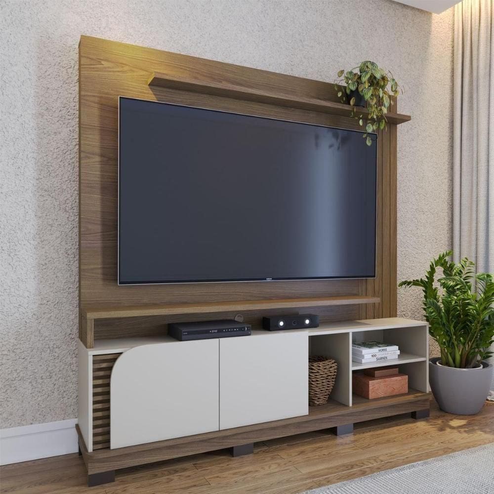 Home Theater 2 Portas Para Tv`s Até 75 Jurerê Amêndoa Off White Matte