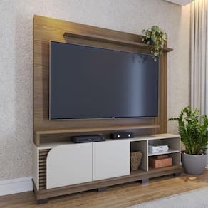 Home Theater 2 Portas Para Tv`s Até 75 Jurerê Amêndoa Off White Matte