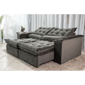 Sofá Retrátil e Reclinável Ipanema 1,80m em Tecido Veludão C/Pillow nos Braços - Montagem Inclusa