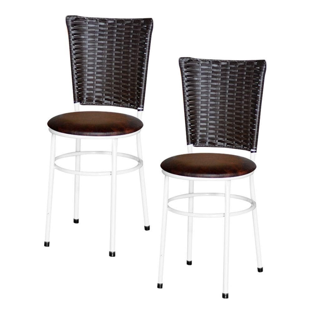2 Cadeiras Para Mesa Branca Hawai Marrom Cor:marrom