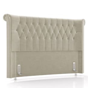 Cabeceira Cama Box Casal 140cm Dust P02 Veludo Bege - Mpozenato