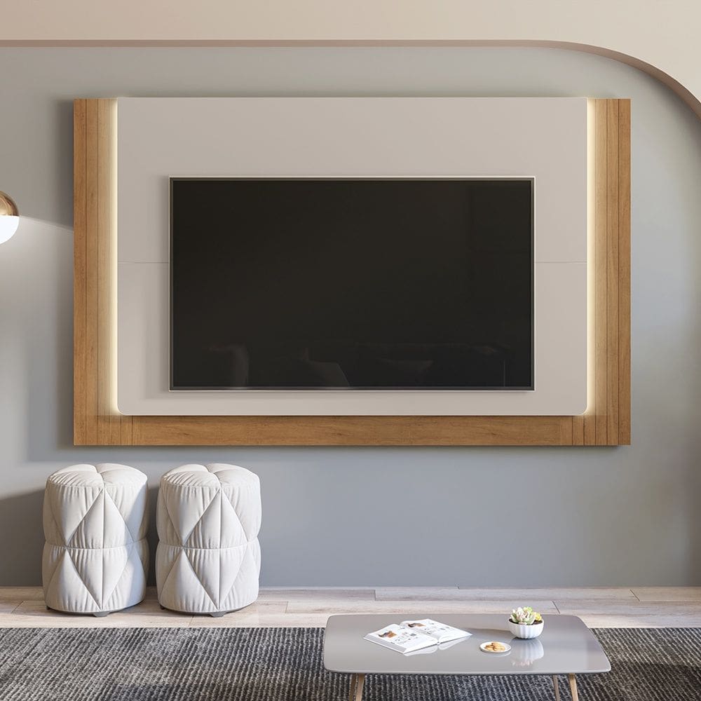 Painel para TV até 60 Polegadas com Led Roma Off White Cedro Casa D