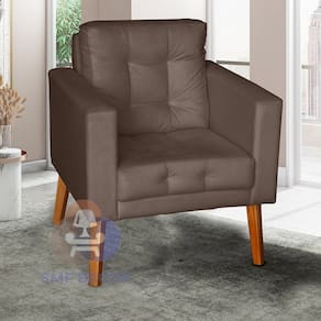 Sofá/Poltrona/Cadeira Decorativa Glamour Dubai com pés em Madeira