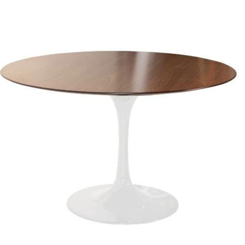 Mesa De Jantar Tulipa Saarinen Redonda 80 Cm Tampo Imbuia Base Branca