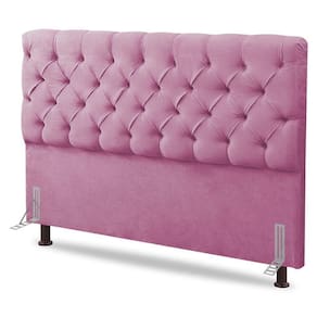 Cabeceira Cama Box Solteiro Lylla 90cm Capitonê Com Frame Suede Rosa - Abmaza