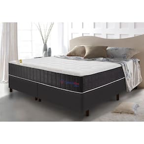Conjunto Cama Box King Com Molas Ensacadas Cama Inbox Cloud Cinza 193x203x67
