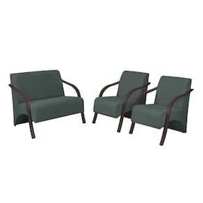 Conjunto Vênus 2 Poltronas De 1 Lugar E 1 De 2 Lugares Braço Madeira D Salla Suede