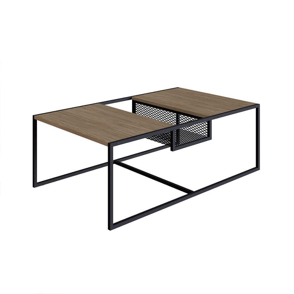 Mesa De Centro York 100cm Estrutura Preto Fosco - Hanover