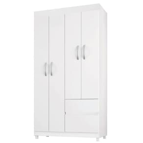 Guarda Roupas Solteiro 4 Portas 2 Gavetas Branco/rosa Flex Lótus Demóbile Branco/ros