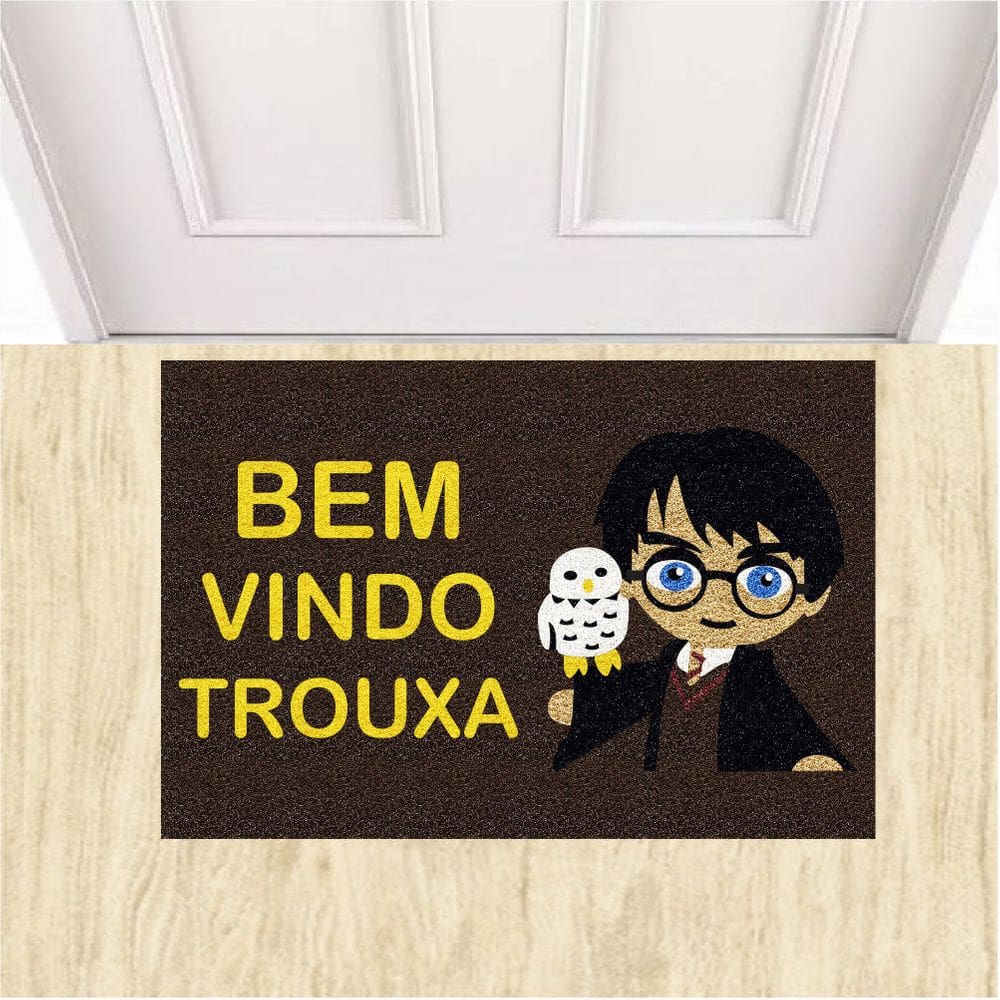 Tapete Capacho Bem Vindo Trouxa 60X40 Cm Fundo: Marrom