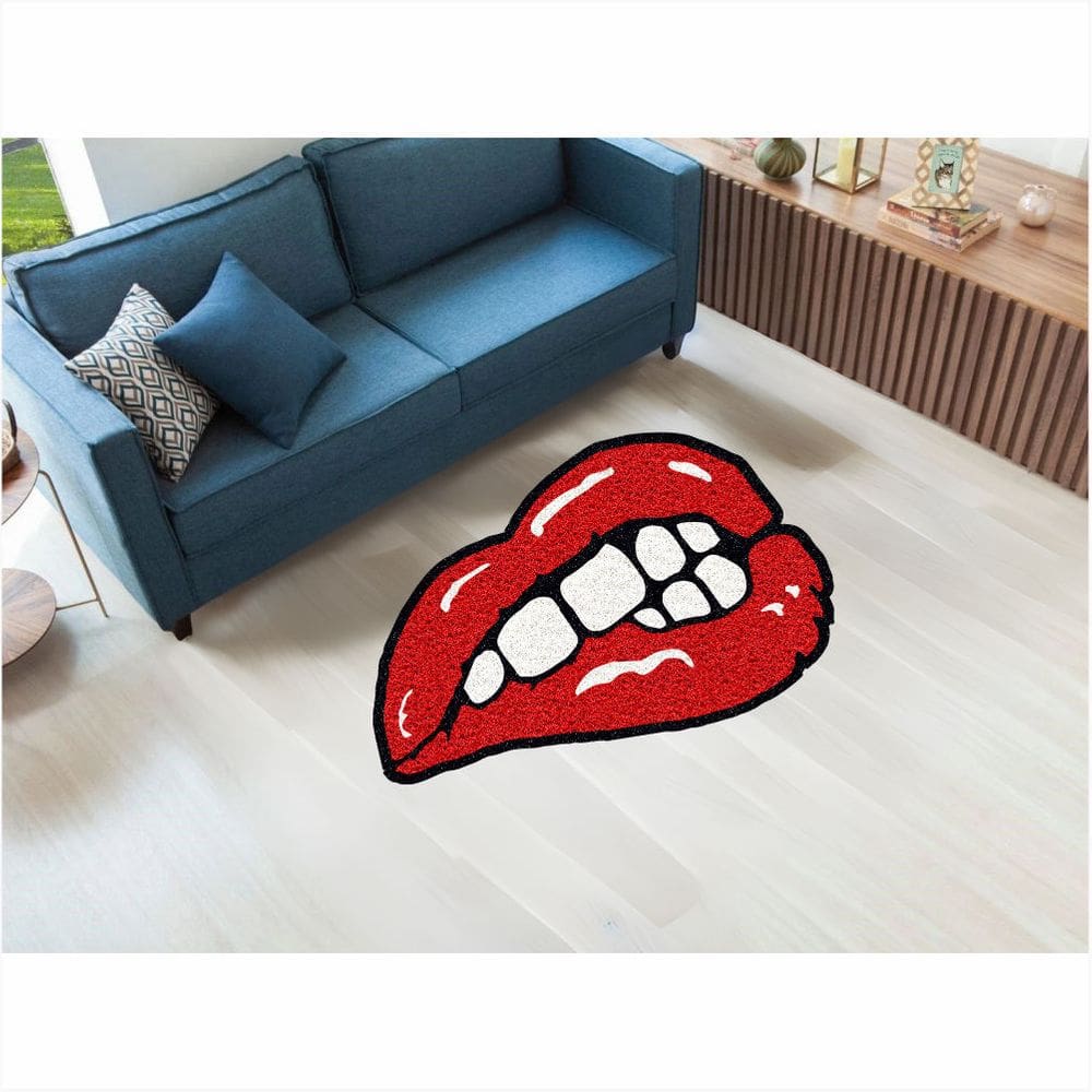 Tapete Capacho Boca No Formato 80X50 cm Para Decoração.
