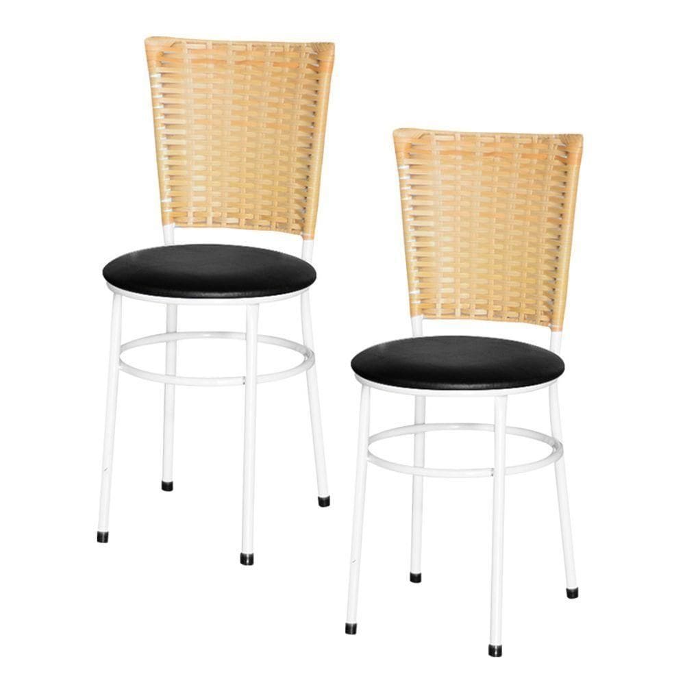 2 Cadeiras Para Mesa Branca Hawai Palha Cor:preto