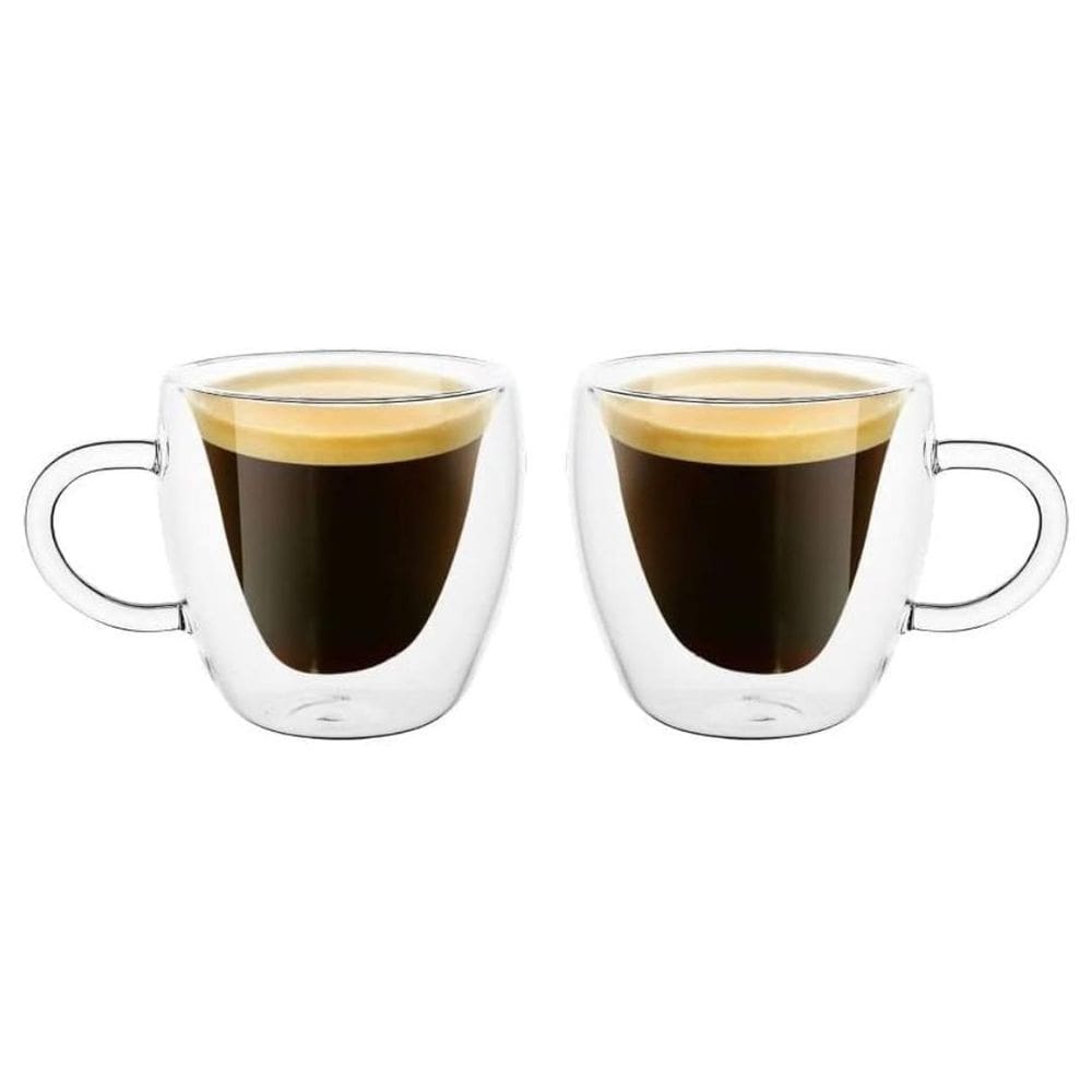 Conjunto 2 Xícaras Café Parede Dupla Vidro Borossilicato Modern 80ml - Lyor