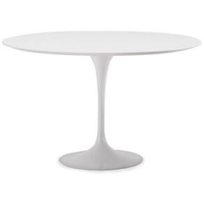 Mesa De Jantar Tulipa Saarinen Redonda 120 Cm Tampo Laqueado Cores Branco