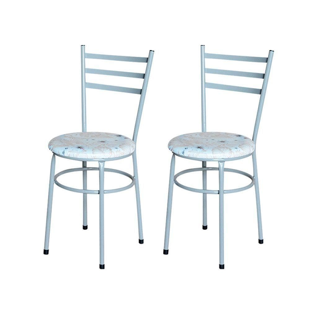 2 Cadeiras Para Mesa Epoxi Cinza Assento Floral Cor:floral Areia