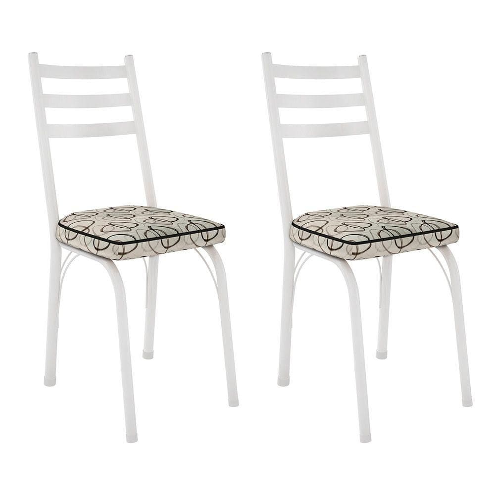 Kit 2 Cadeiras De Cozinha Luisiana Estampado Cedro Pés De Ferro Branco