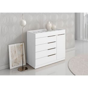 Cômoda com Porta Jóias Mostrador de Vidro Sevilha 1 Porta 5 Gavetas Branco - Aramoveis