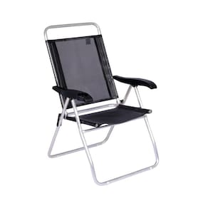 Cadeira De Praia Alta Reclinável Boreal Com Porta Copo Mor Cor:preto Preto