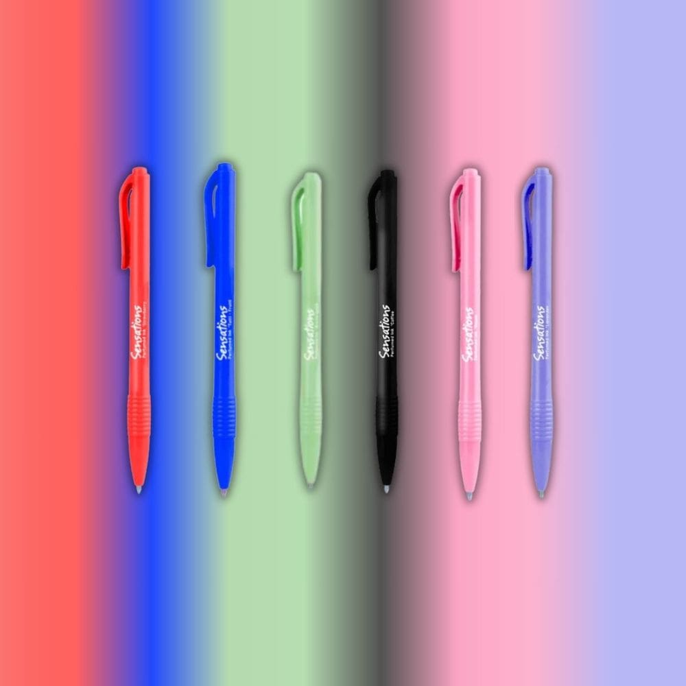 Kit 06 Caneta Esferográfica 0.7mm Perfumada (Cheirinho) Clic Sensations Retrátil NEWPEN