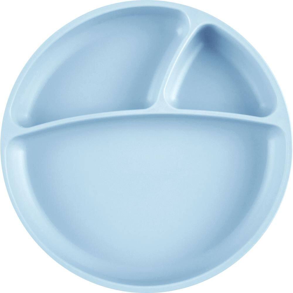 Prato Infantil Divisórias Silicone Portions Mineral Blue - Minikoioi