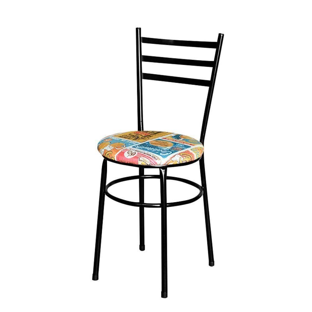 Cadeira Para Mesa Epoxi Preta Assento Floral Cor:happy Hour