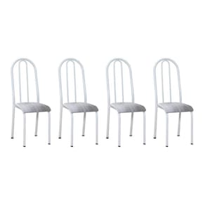 Kit 4 Cadeiras De Cozinha Flórida Estampado Prata Pés De Ferro Branco