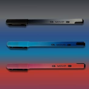 Kit 03 Caneta Esferográfica Cis Move 0.7mm Colorida Ponta Fina Az, Pt, Vm