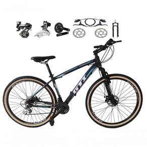 Bicicleta Aro 29 Gti Roma Shimano Altus 24v Freio Disco Hidráulico Garfo Trava - Preto-azul Tam.17