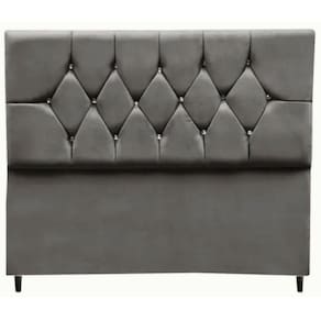 Cabeceira Cama Box Estofada King 195 Cm Geovana Suede Cinza