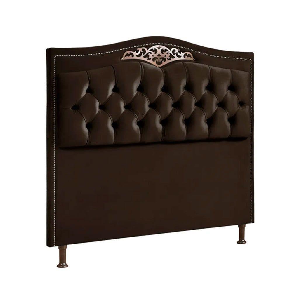 Cabeceira Estofada Holanda 0,90 Solteiro Veludo Shop Das Cab Marrom Chocolate